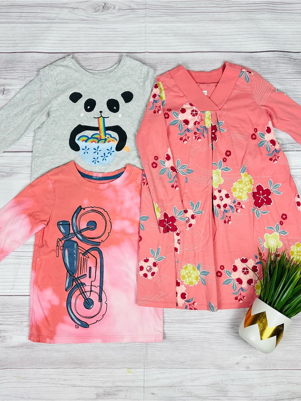 Tea Collection Fall Winter Clothes Bundle 3pc Floral Dress Panda Tee size 8